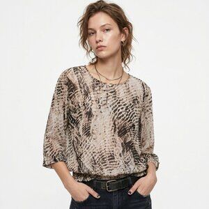 Chico's Blouse Black Pink Animal Print Grunge Indie Sleeze Sheer 2 (L)